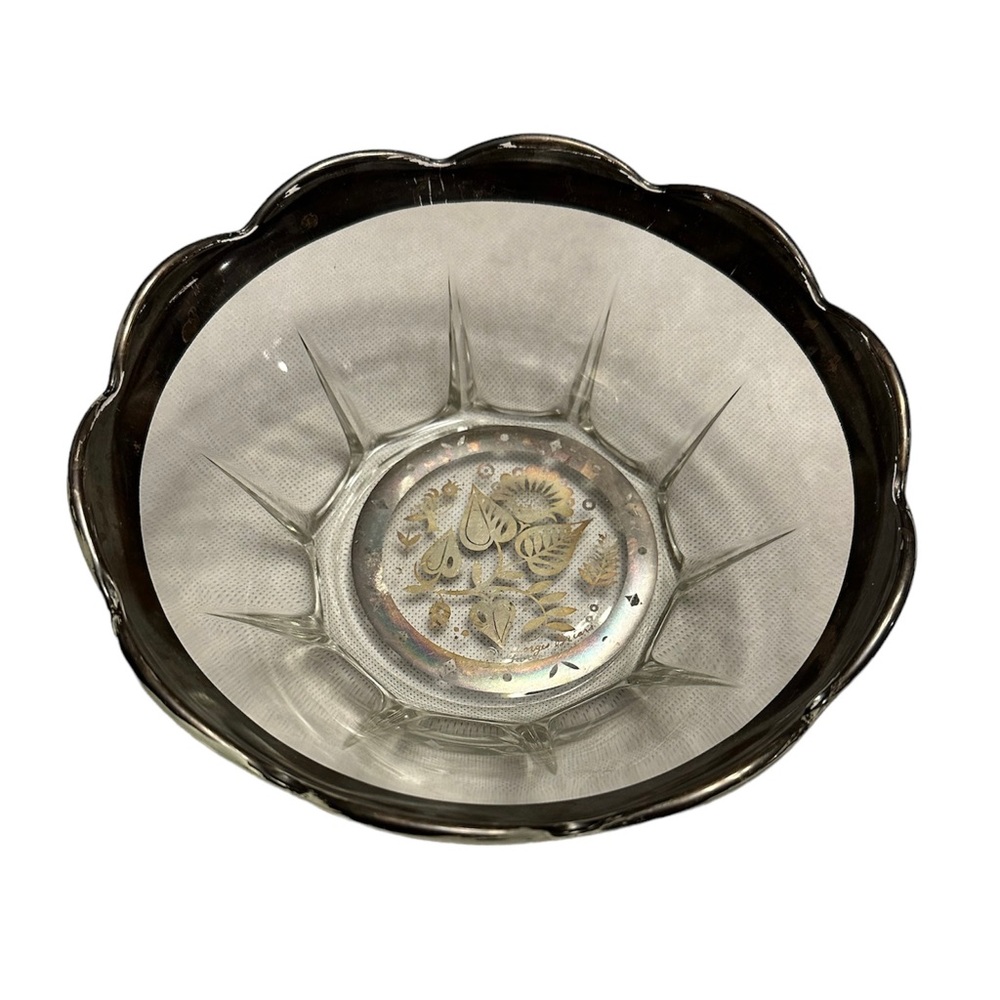 VTG MCM Georges Briard Silver Fade Leaf Bowl